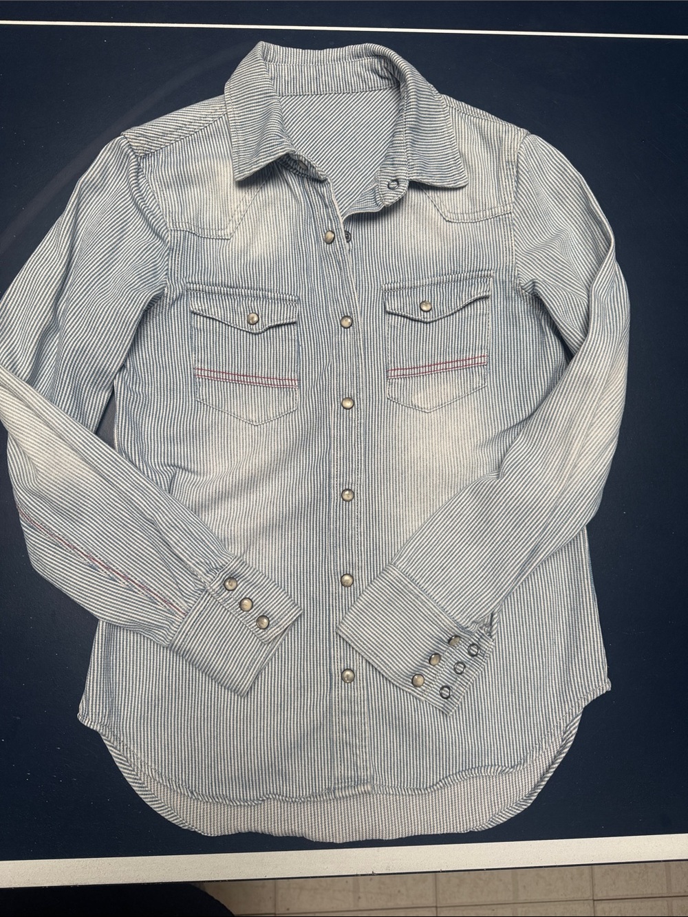 Vintage stripe Jean Western shirt 100% cotton XS